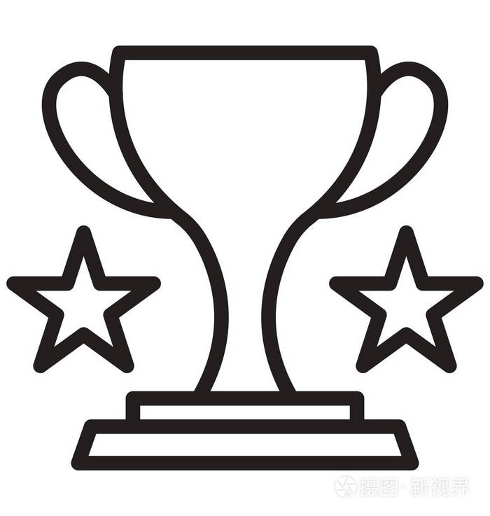 奖杯奖励线隔离矢量图标可以很容易地修改和编辑