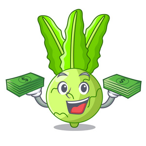 与金钱烹调食物新鲜有机大头菜卡通照片