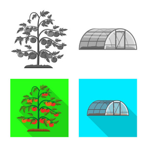 温室和植物图标的向量例证。一套温室和花园股票符号的网站