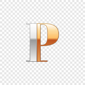 矢量图形的优雅金银不可能字体 符号 字母 字母 P