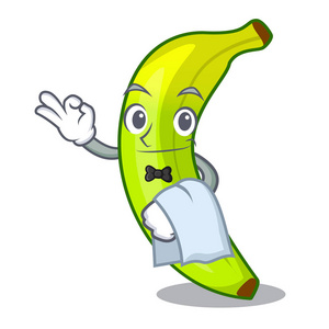 一个有机水果绿色香蕉卡通的侍者