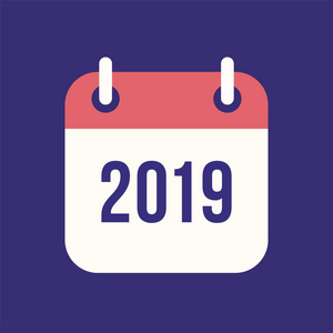 新年快乐撕裂日历图标在紫色背景上的平面风格。中国猪年纪念符号