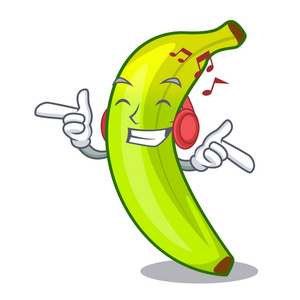 听音乐有机水果绿色香蕉卡通