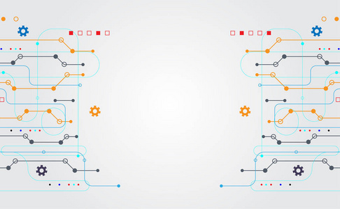 摘要技术未来主义概念电路颜色灰色数字上的高科技未来灰色背景网络。用于模板，网页设计壁纸，海报，演示文稿。矢量图