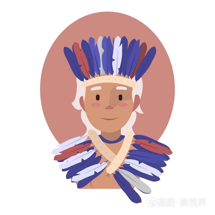 年轻的印度人穿着漂亮的国家帽子与羽毛