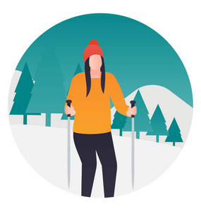一个冒险家正在雪地上滑雪