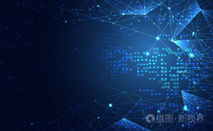 高科技未来蓝色背景网络. 模板网设计壁纸展示.矢量插图