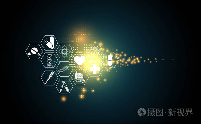 摘要健康医学科学保健图标数字技术科学概念现代创新治疗医学在高科技
