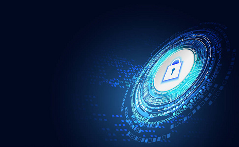 安全隐私信息网络概念挂锁保护数字网络互联网链接高科技蓝未来背景