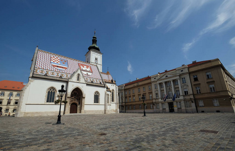 圣马克教堂可以追溯到2017年8月23日在萨格勒布克罗地亚的13世纪。
