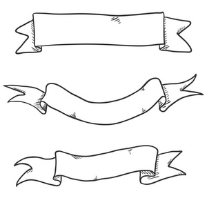 黑色素描带的矢量集。 空白横幅。