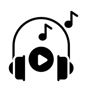 耳机icon一个耳机图标,上面有一个音乐符号,描绘了听音乐照片