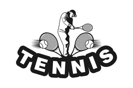 剪影网球运动员标志设计灵感隔离白色背景