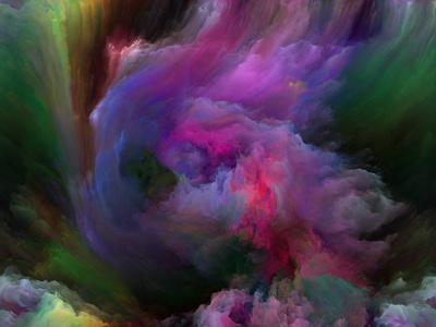 彩色流动系列。 以音乐创意想象艺术设计为主题的数码颜料流的编排