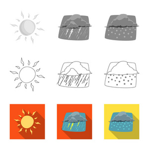 天气和气候标志的孤立对象。网络天气和云股票符号集