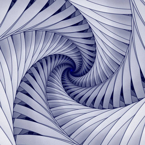 白色背景上的抽象数字分形螺旋蓝色艺术