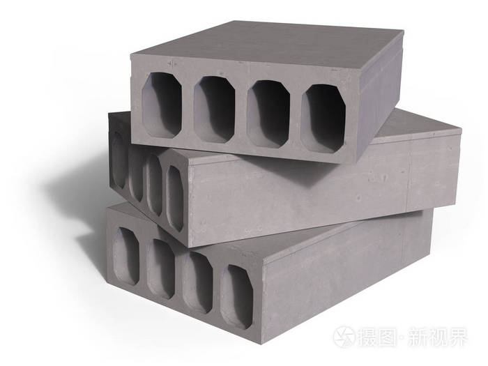 混凝土空心木板隔离在白色上