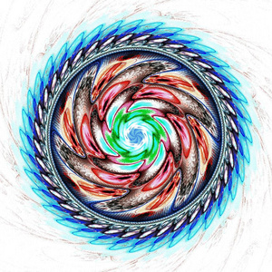 白色背景上的抽象数字分形螺旋艺术