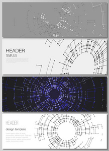 标题的简约矢量布局, 横幅设计模板。连接线和点的网络连接概念。技术设计, 数字几何背景