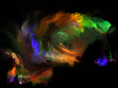彩色流动系列。 以音乐创意想象艺术和设计为主题的数码颜料流的背景设计