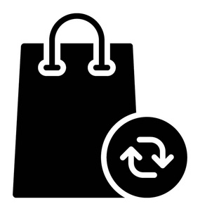 一个袋子的图标，上面有箭头标志，描绘回收袋
