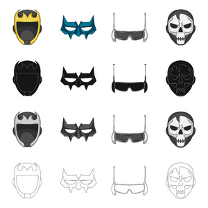 英雄和面具标志的向量例证。英雄和超级英雄股票矢量图集