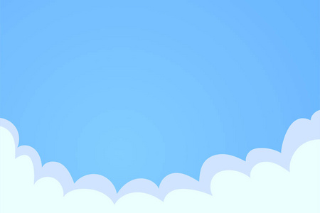 蓝天白云背景。云彩在天空, 平的向量例证与地方为文本