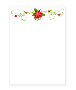 空白卡片与一品红花卉矢量