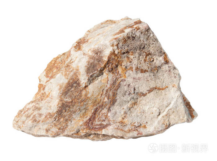变质岩的孤立样品旧大理石孤立在白色背景上