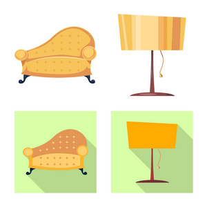 家具和公寓图标的矢量插图。一套家具和家庭股票符号的网站