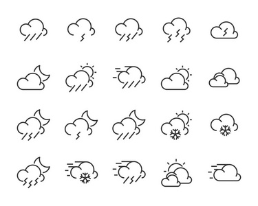 一组天气图标，如云太阳天气