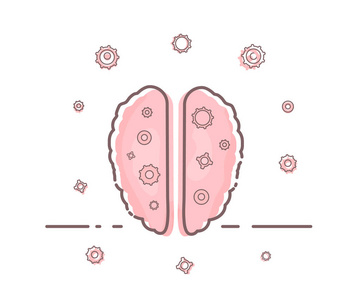 心理健康。人脑。矢量插图