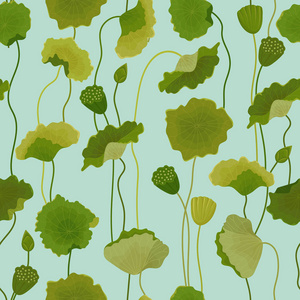 无缝图案与荷叶, 复古花卉背景, 时尚印刷, 生日装饰壁纸.