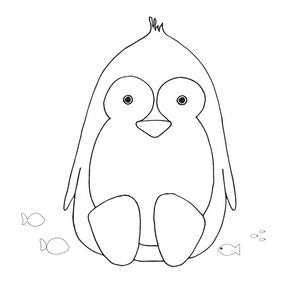 素描可爱的企鹅。 涂鸦风格的矢量插图。