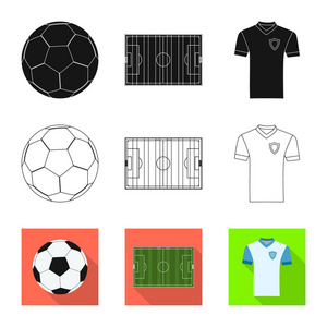 足球和齿轮标志的矢量说明。一套足球和锦标赛股票符号的网站