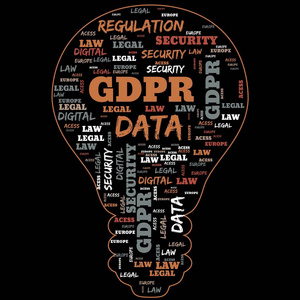 黑色背景下通用数据保护条例GDP R字云概念安全。 欧盟的数据保护和隐私