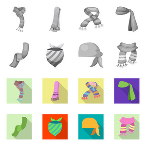 围巾和披肩图标的矢量插图。一套围巾和附件矢量图标股票