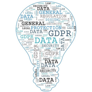 一般数据保护条例GDP R字云概念安全在白色背景。 欧盟的数据保护和隐私