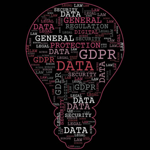 黑色背景下通用数据保护条例GDP R字云概念安全。 欧盟的数据保护和隐私