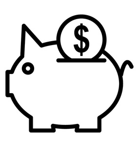 用猪画猪存钱罐的美元符号