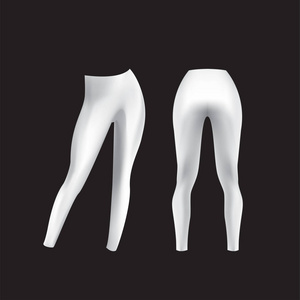 s leggings mockup in front and back view. Vector isolated image 