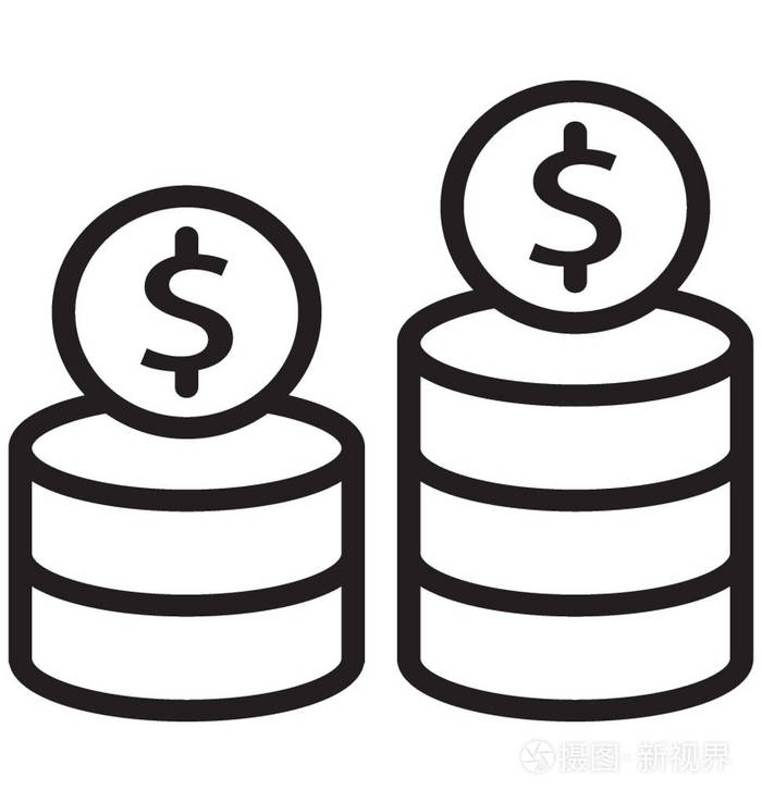 一个简单的线图标美元硬币堆叠插画-正版商用图片137140-摄图新视界