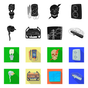 独立的电力和电气图标对象。网上电力和能源股票符号的收集