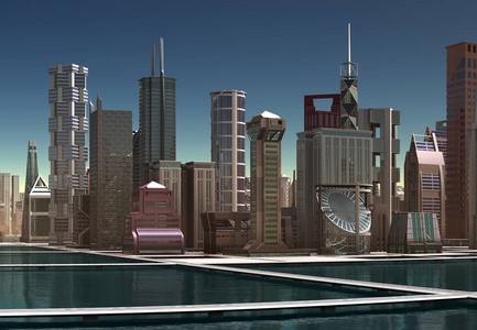 三维渲染未来城市三维插图图片