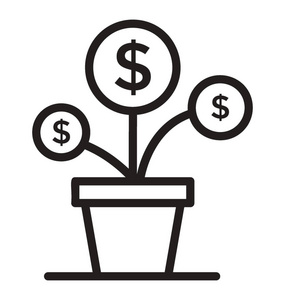 以美元符号生长的植物是商业增长的象征