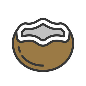 可爱的椰子填充轮廓图标可编辑笔画照片