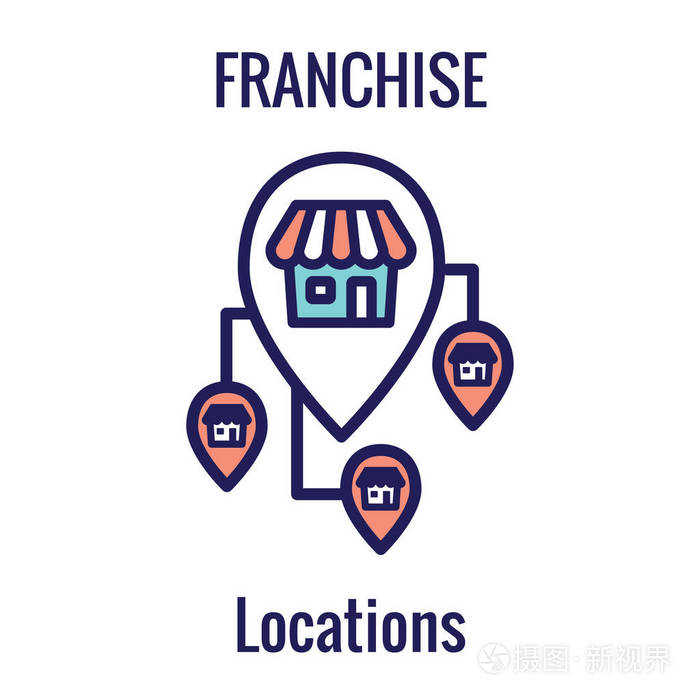 特许经营图标与内政部 公司总部 特许经营图标图像插画 正版商用图片137fnp 摄图新视界