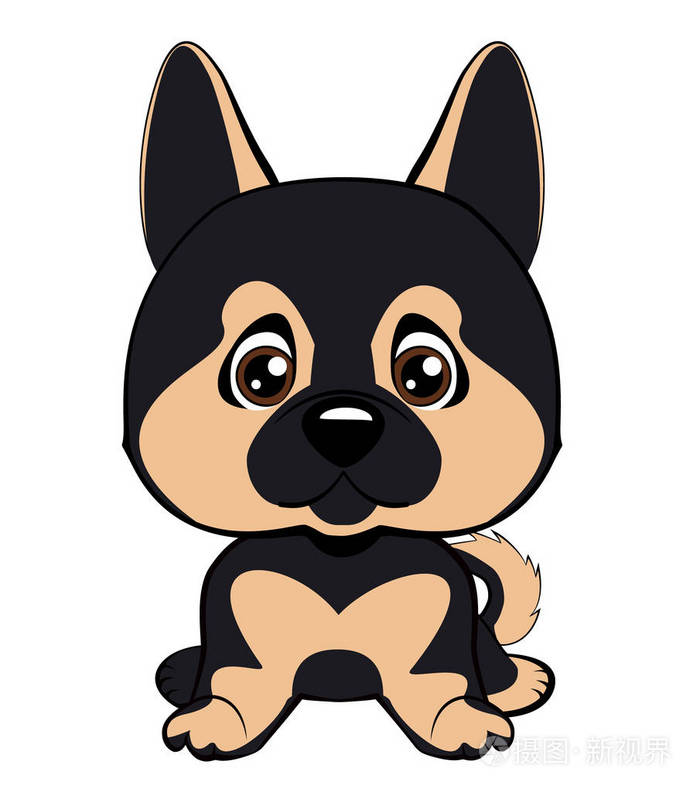 德国牧羊犬在白色背景下被隔离