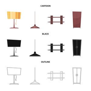 家具和公寓标志的矢量插图。家具和家庭股票矢量图集