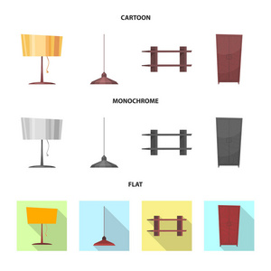 家具和公寓符号的矢量插图。一套家具和家庭股票符号的网站